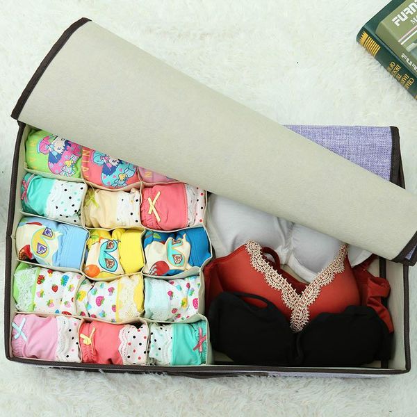 

storage drawers 15 lattice clothing organizer bras underwear box multifunction socks container dustproof cotton linen