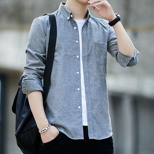 

men's casual shirts 2021 arrivals white shirt long-sleeved loose korean style trendy handsome students lining clothes, White;black
