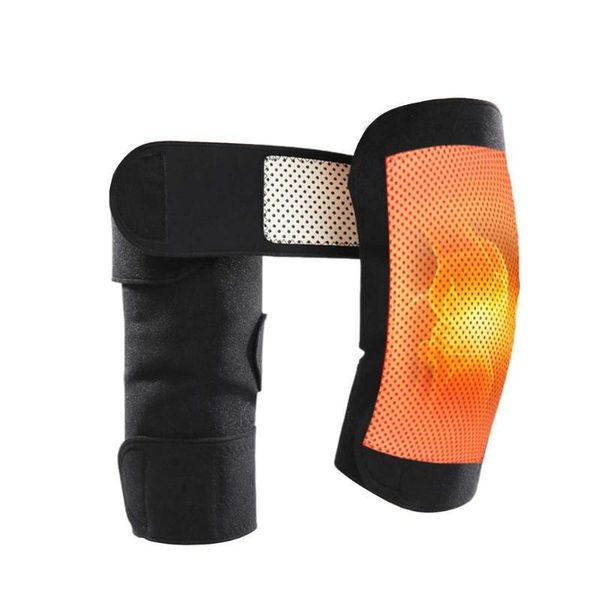 

elbow & knee pads brace support self-heating adjustable wrap for protective belt arthritis massager, Black;gray