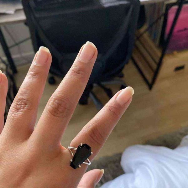 

hip hop jewelry gift vintage party decoration imitation zirconium punk gothic style coffin ring vampire rings g1125, Slivery;golden