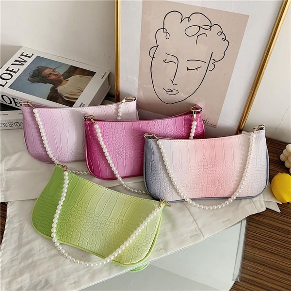 

brand designer crocodile patternwomen's crossbody bag retro pearl messenger small square cross body