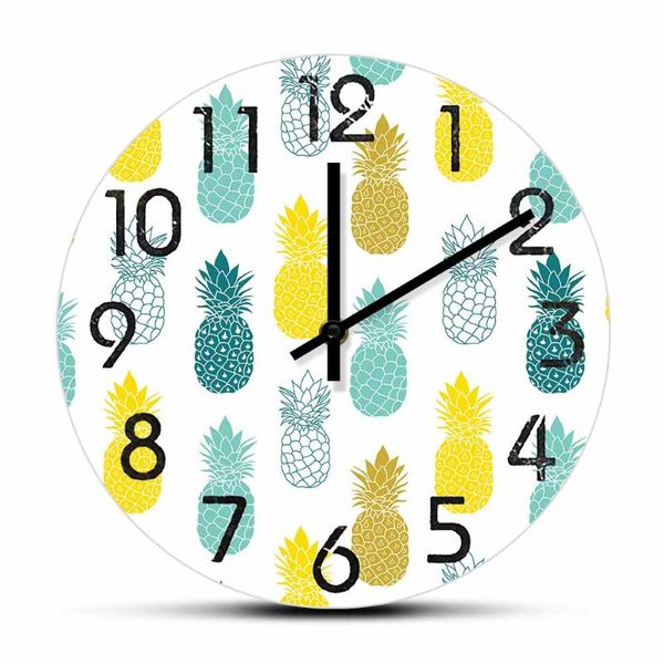 

wall clocks pineapple kitchen art printed clock tropical home decor botanical summer watch for living room fruit lover gift