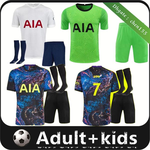 

kids kit 21 22 kane son bergwijn ndombele men soccer jerseys 2021 2022 tottenham dele jersey football shirt lo celso morgan bale lamela luca, Black;yellow