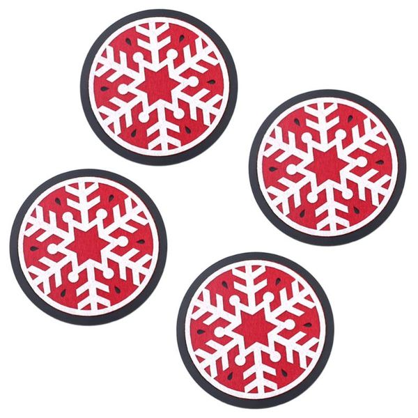 

mats & pads 4pcs christmas round cup mat silicone and felt heat insulation coasters non-slip decorative placemats (black snowflake)