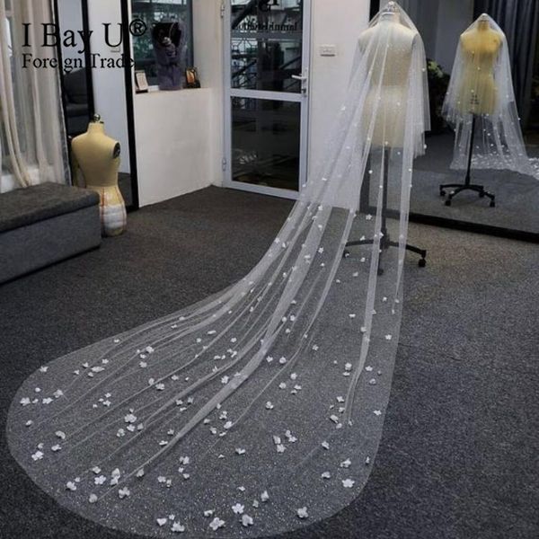 

bridal veils romantic 3m wedding veil cathedral one layer 3d lace flower long with comb woman marry gifts 2021 accessories, Black
