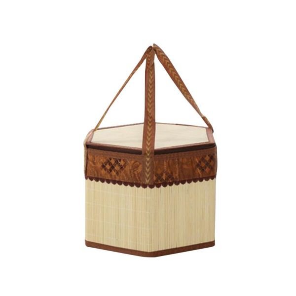 

bamboo woven picnic basket hamper shopping storage with lid and handle baskets
