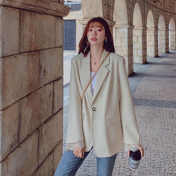 

autumn spring women fashion blazers female loose casual sweet coats student solid elegant korean styles jackets q5 women's suits &, White;black