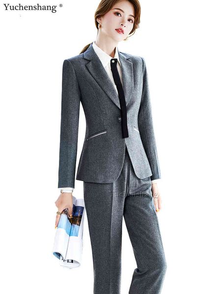 

women's suits & blazers new formal women pant office ladies work wear long sleeve single button jacket blazer and pants outfits 2 piece, White;black