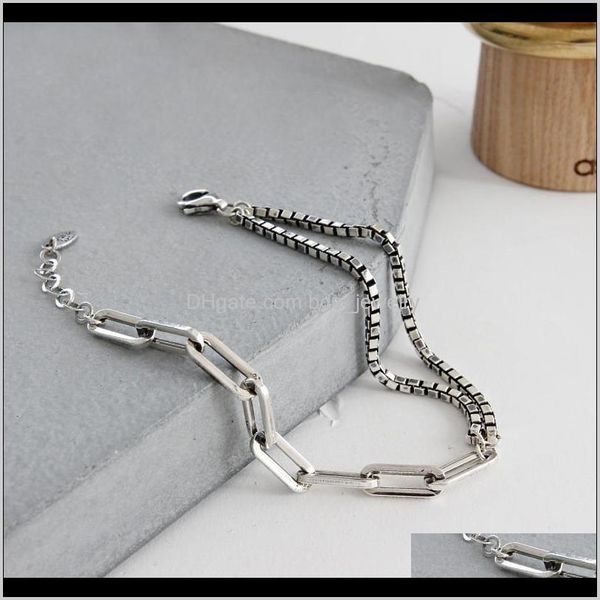 

charm jewelryauthentic 925 sterling double box chain bold link bracelet for women vintage sier bracelets fine jewelry drop delivery 2021 mtx, Golden;silver