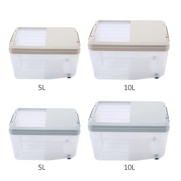 

storage boxes & bins kitchen household cereals sealed insect proof moisture rice cylinder buckle design groove handle bucket
