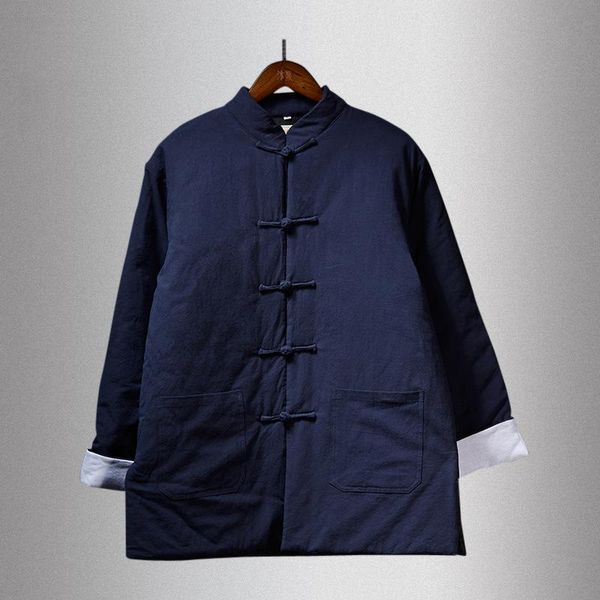 

ethnic clothing men chinese style linen cotton coat traditional winter tang suit jackets cheongsam qipao shirts outerwear oriental, Red