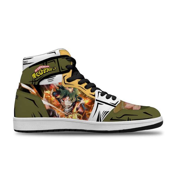 

my hero academia diy printed sport japanese anime cartoon non-slip leisure shoe for men trend sports shoes high basketball shoes
