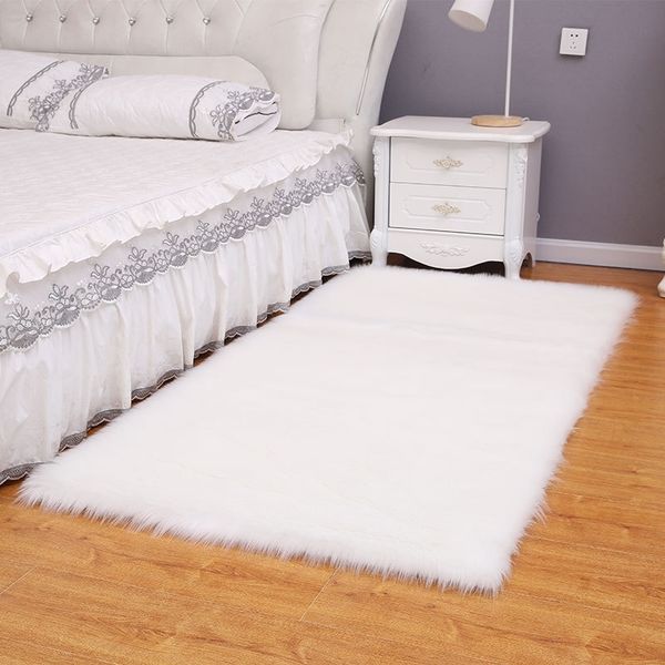 

plush carpet living room bedroom bedside blanket window white imitation wool leather sofa floor mat