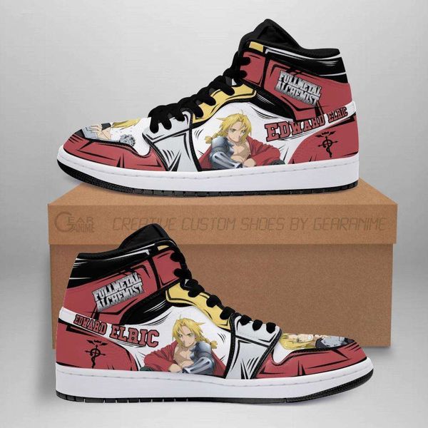 

customization edward elric sneakers metal alchemist anime custom shoes
