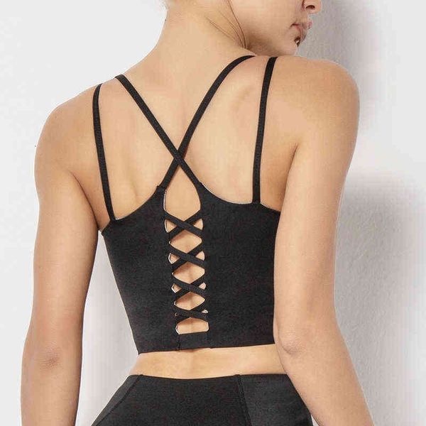 

women's tanks camis hollowed out wrapped yoga vt with beautiful back and high-strength naked feeling shockproof sports underwear for wo, White