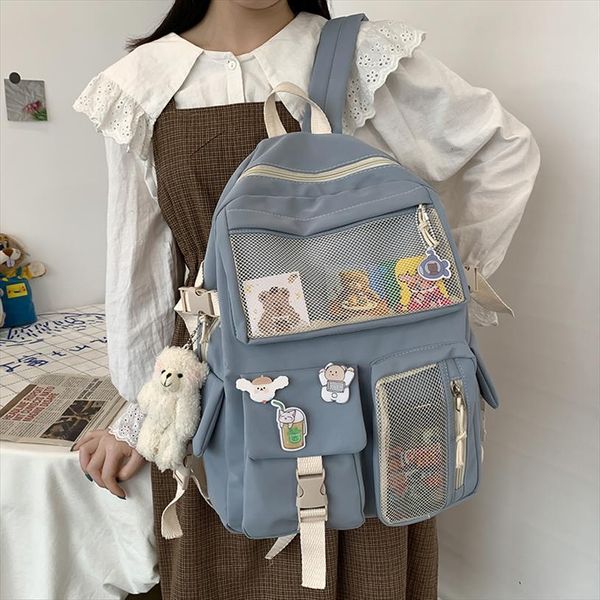

multi pocket nylon women backpack kawaii for school girls high capacity waterproof travel bag female