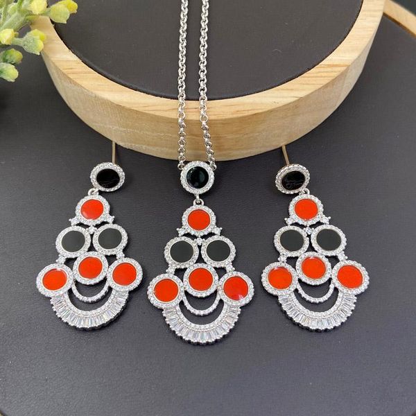 

earrings & necklace lanyika fashion jewelry set distinctive clown drip oil micro inlay with for women anniversary party gifts, Silver