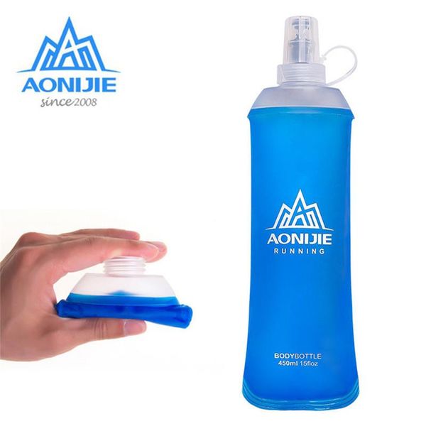 

water bottle 450ml/500ml tpu outdoor sports soft plasticity kettle portable foldable running bottles with dust cover