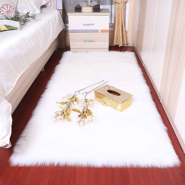 Tapete Anti-Slip Luxo Soft Fur Bedside Tapete Fluffy Área Sólida Área Sólida Tapete Tapete Tapete Cadeira Sofá Tapete De Porta 210928