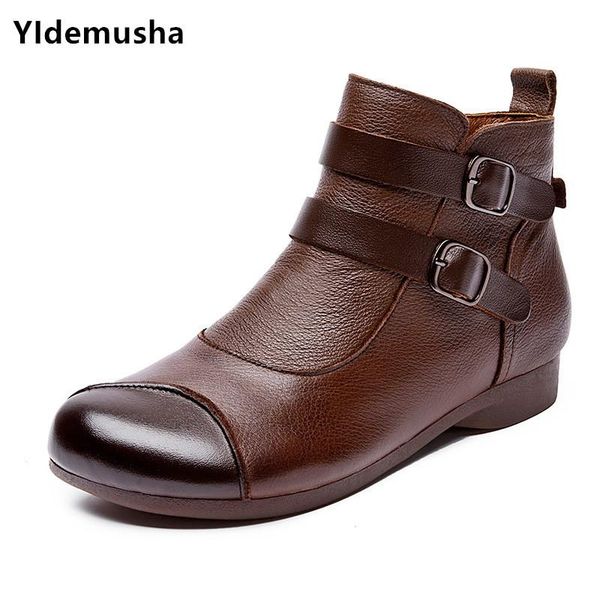 

boots 2021 fashion ankle women zip autumn lady pu leather shoes flat heel handmade ladies casual, Black