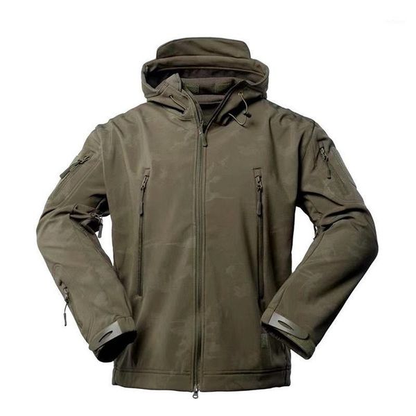 

men's jackets warm windproof tactical waterproof jacket soft fleece outdoor assault coat camouflage skin, Black;brown