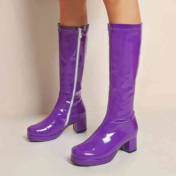 

boots sell women knee high patent leather waterproof long white red party fetish boot women's shoes autumn winter n01t, Black