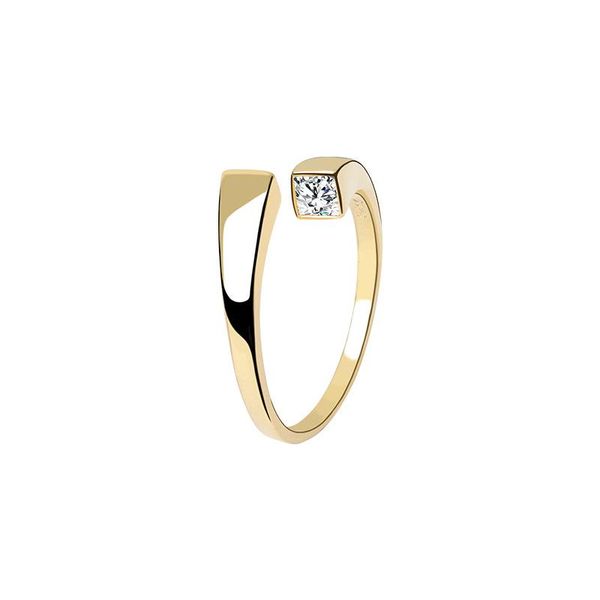 

wedding rings fashion cubic zircon gold silver color open geometric vintage ins for women jewelery, Slivery;golden