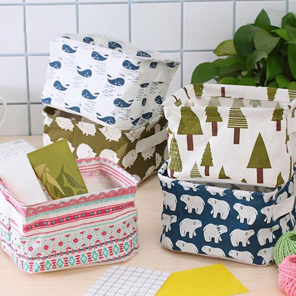 

storage baskets linen deskbox waterproof toy sundries basket cosmetic underwear organizer office stationery