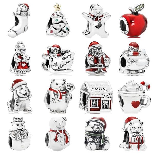 

other original 100% 925 silver red appel christmas puppy kitten santa claus in space warm cocoa factory wholesale pot beads