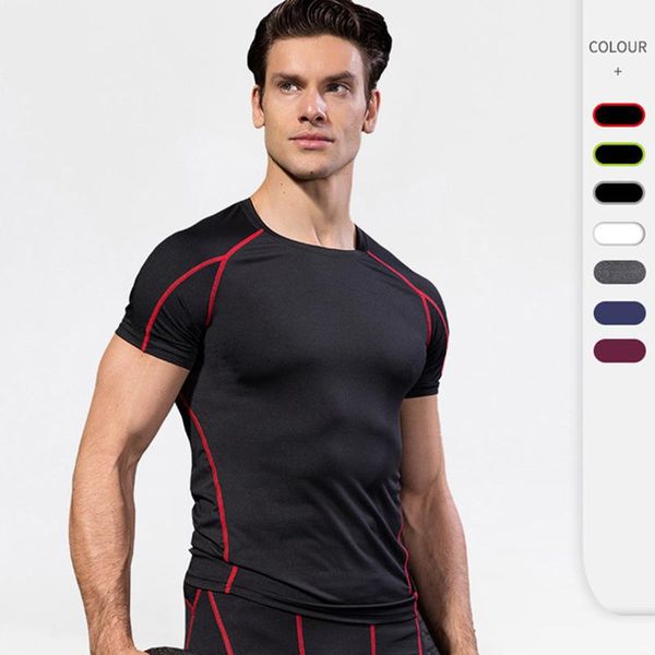 

running jerseys fitness t shirts fashion men's sports summer football functional short sleeve tee t-shirts racing 2021 gym sportswear, Black;blue