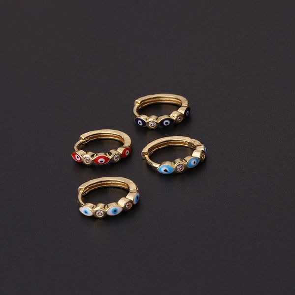 

hoop & huggie 1piece bohemia painting oil blue eye earrings for women 2021 trend fashion jewelry piercing stud teens, Golden;silver