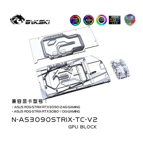

fans & coolings bykski n-as3090strix-tc-v2 gpu block waterway back plate cooler broad water for asus rog strix rtx 3090 3080 gaming