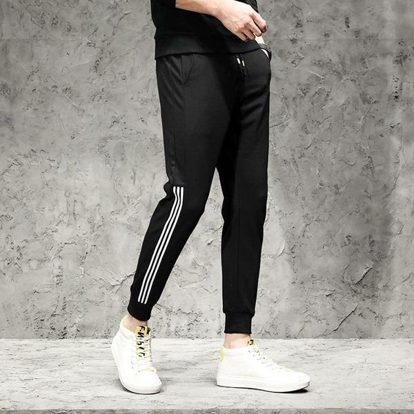 

pants men's spring and autumn casual sports capri leggings, Black