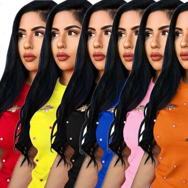 

plus size fashion beading bow womens ssleeve o neck, White