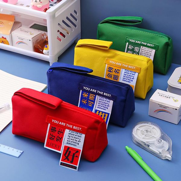 

pencil cases large capacity case double layer oxford fabric lucky chinese red bag school supplies storage big colorful stationery