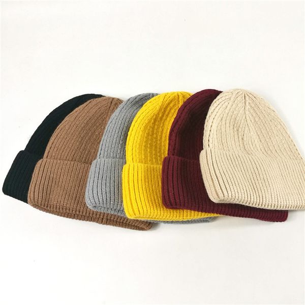 

autumn and winter knitted straight stripe melon skin hat for men, Black;white