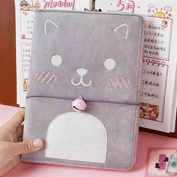 Plush Cat Caderno Diário Livro de Papelaria Planejador de Viagem Função Notepad Meninas Jornal Titular Contém 80 folhas de papel 210611