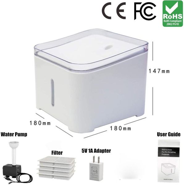 

84oz/2.5l automatic cat water fountain dog dispenser with 3 replacement filters bowls & feeders