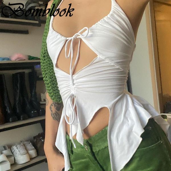 

women's tanks & camis bomblook party club solid y2k camisole summer 2021 patchwork halter irregularity female all-match streetwear, White