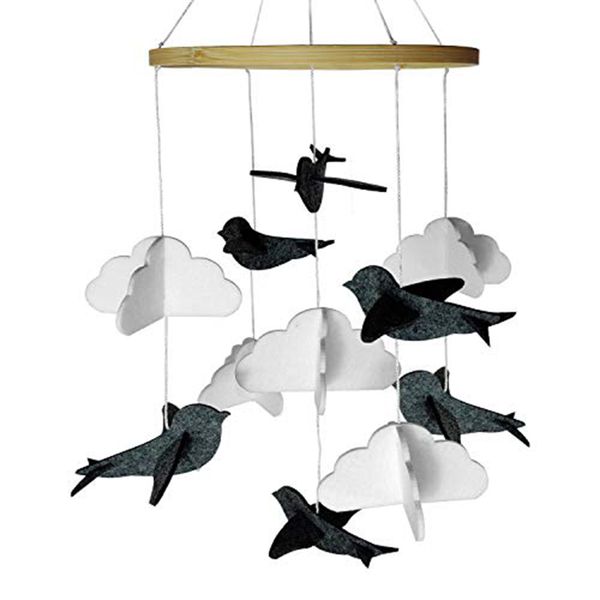 

Baby Crib Mobile Birds Clouds Felt Baby Ceiling Hanging Nursery Decor Baby Bed Mobile Wind Chime For 0-12 Month Newborn