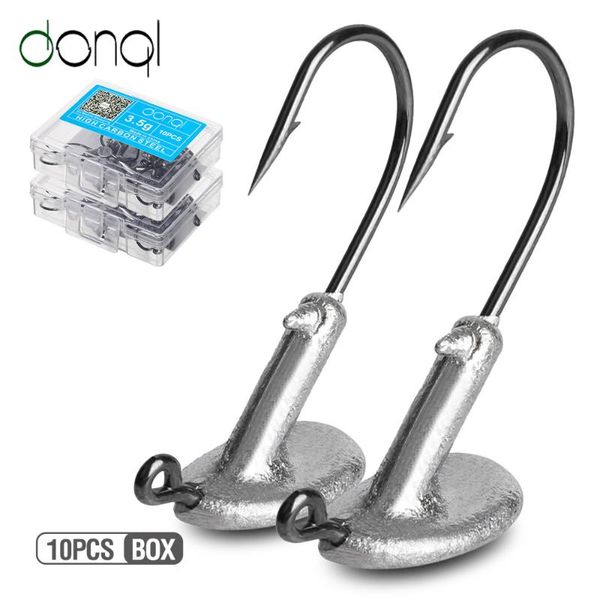 

fishing hooks donql 10pcs/ box lead jig head fishhook tumbler barbed hook 3.5g 5g 7g 10g 14g for soft lure carp set