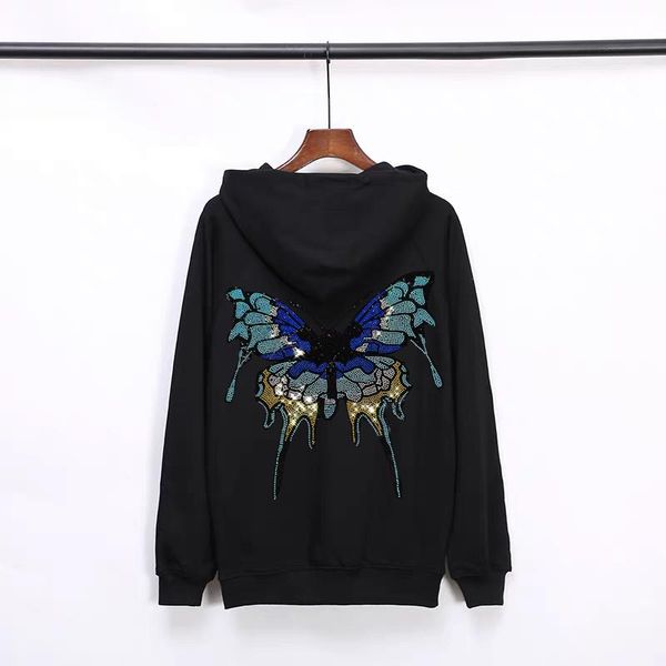 

men's hoodies & sweatshirts classic black hooded hoodie slim chic rhinestone design shiny custom winter long sleeve pullover