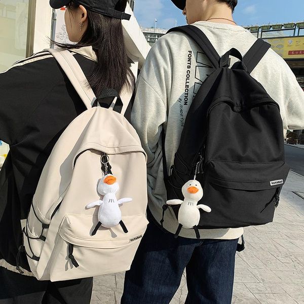

backpack waterproof nylon women's casual college student schoolbag men's fashion travel bag simple lapfemale