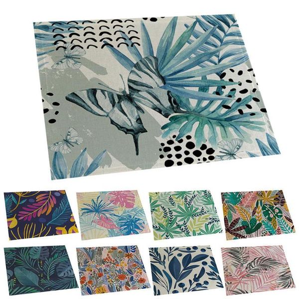 

mats & pads 2pcs/set 42x32cm classical leaves printed linen heat insulation mat bowl dish pad placemat home table decoration