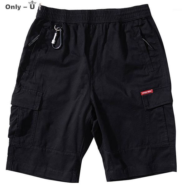 

men's shorts summer cargo work casual male fashion joggers squad match knee-length wear homens mult-pocket, White;black