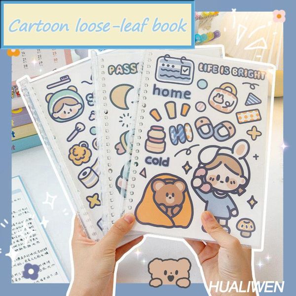 

notepads kawaii loose-leaf book cute b5 refillable binder notebook agenda 30 sheets spiral word gift school stationery, Purple;pink