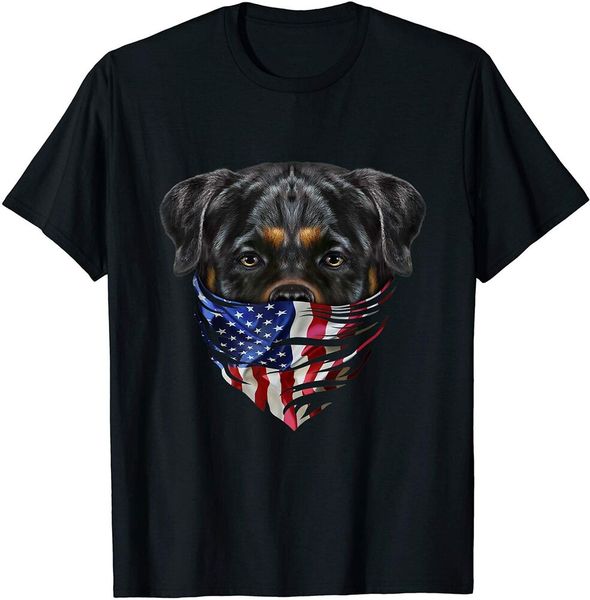 

rottweiler dog in flag of usa bandana t-shirtt size s-5xl, White;black