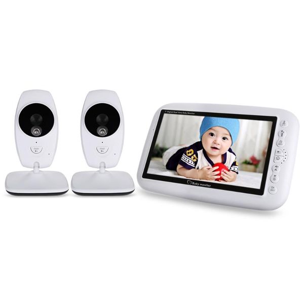 

7.0 inch 2.4ghz wireless tft lcd 2 camera video baby monitor with infrared night vision cameras high-resolution tf card monitors