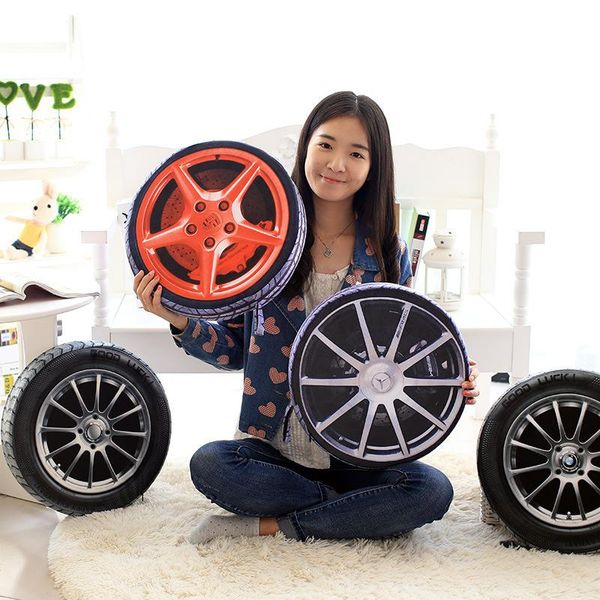 

cushion/decorative pillow 1pc 38cm 3d personalise automobile wheel tires plush cushion / simulate tire cushions pollow with filling