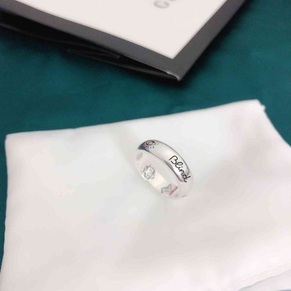 

925 blind for fearless narrow couple women's doubles flower bird love ring, Silver